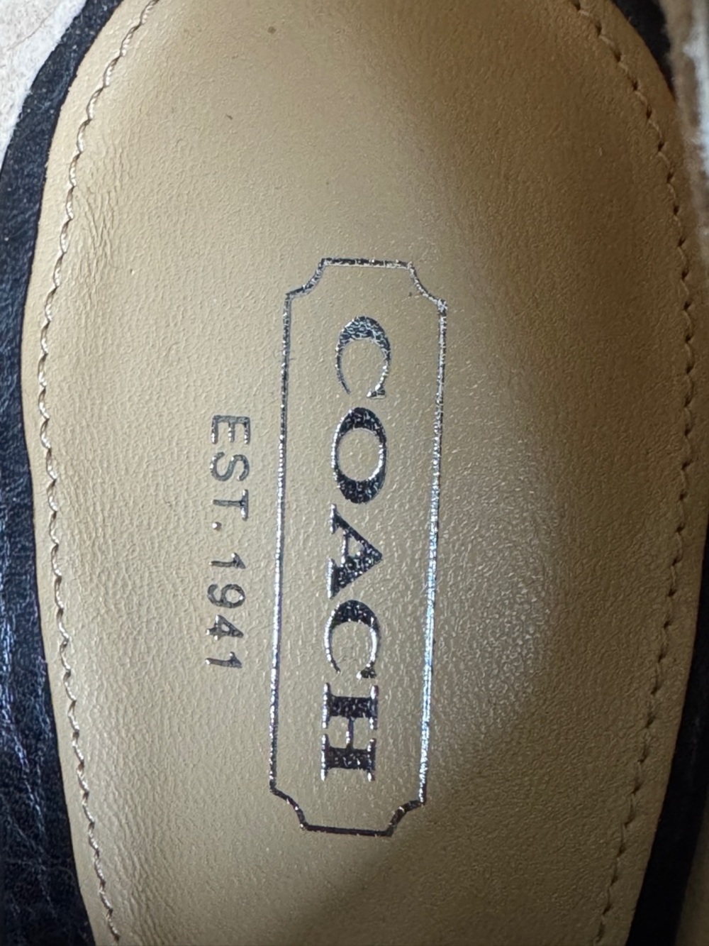 Coach Black Leather Wingtip Lace-Up Heels - Picture 7 of 8